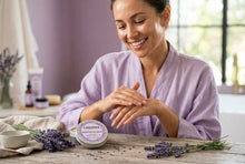Load image into Gallery viewer, A round tin of Creek Co. Lavender Moisturizing Balm placed on a white background