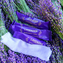 Load image into Gallery viewer, Lavender refreshment towels with lavender flowers