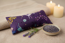 Load image into Gallery viewer, Purple fabric pouch with unicorn design on a white background
